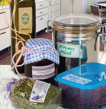 Etiquetas para el hogar HERMA en tarros y cajas