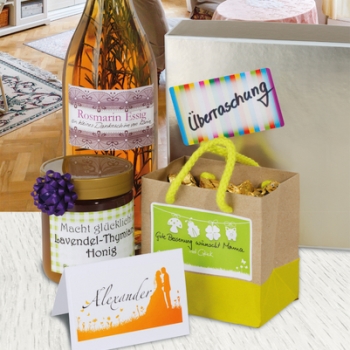 Etiquetas universales HERMA en bolsas, botellas, cajas