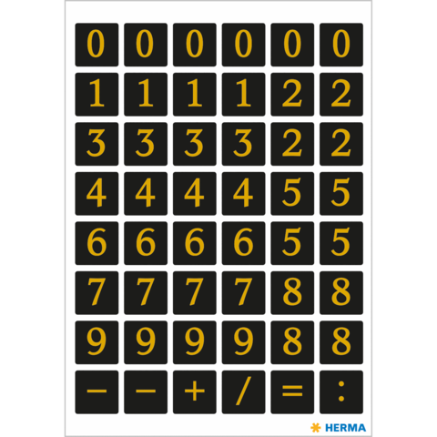 Tastatur mit Zahlen von 0 bis 9 in gelber Schrift auf schwarzem Hintergrund, einschließlich mathematischer Symbole.