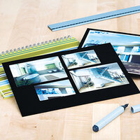 Imagen de aplicación de etiquetas láser en collage fotográfico