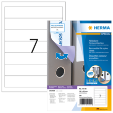 Ablösbare Ordneretiketten von HERMA, Packung mit 700 Etiketten, für die Beschriftung von Ordnern, inklusive Softwarehinweis.