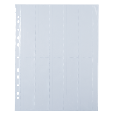 Transparente Kunststoffhülle mit mehreren Fächern und Lochung auf der linken Seite für Ordner. Ideal zum Aufbewahren von Dokumenten.