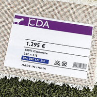 Teppich beschriftet mit Textiletikett