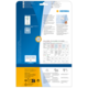 Rückseite einer Verpackung für Namensschilder von HERMA mit Informationen zu Software und Anwendungshinweisen.