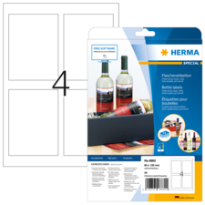 Vorderseite und Blattaufteilung einer Etikettenpackung