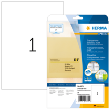 HERMA SPECIAL A4 Etiquetas lámina transparente mate