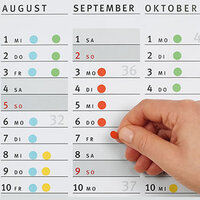 Puntos de marcado de color en el calendario de vacaciones