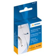Verpackung mit selbstklebenden Verstärkungsringen in Weiß, 500 Stück, von der Marke Herma.
