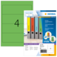 Grüne Ordneretiketten mit der Nummer 4 und einer Auswahl an farbigen Ordnern. Enthält Informationen zu Software und Etiketten.